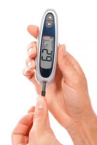 Diabetic using Arginine measuring glucose level blood test 